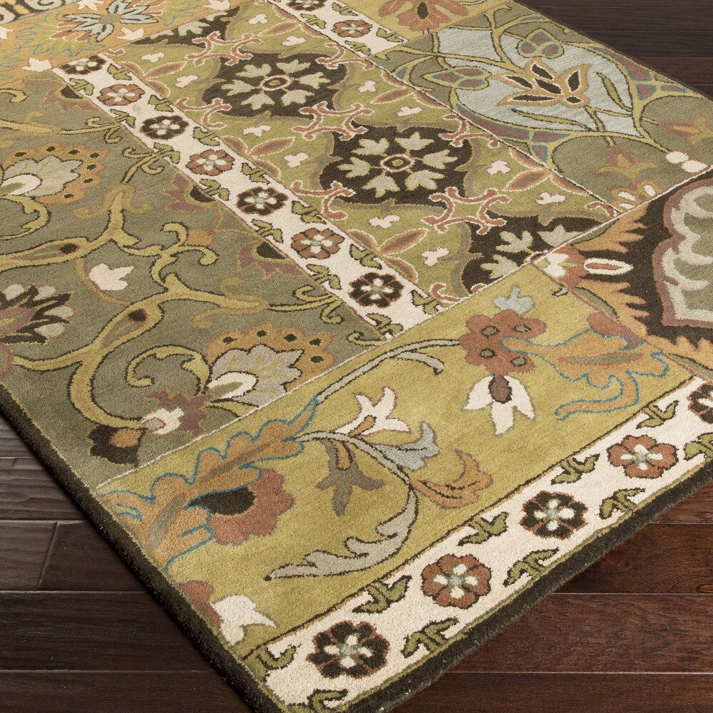 Hand-tufted Rocco Green/Taupe Wool Area Rug - 12' x 15'
