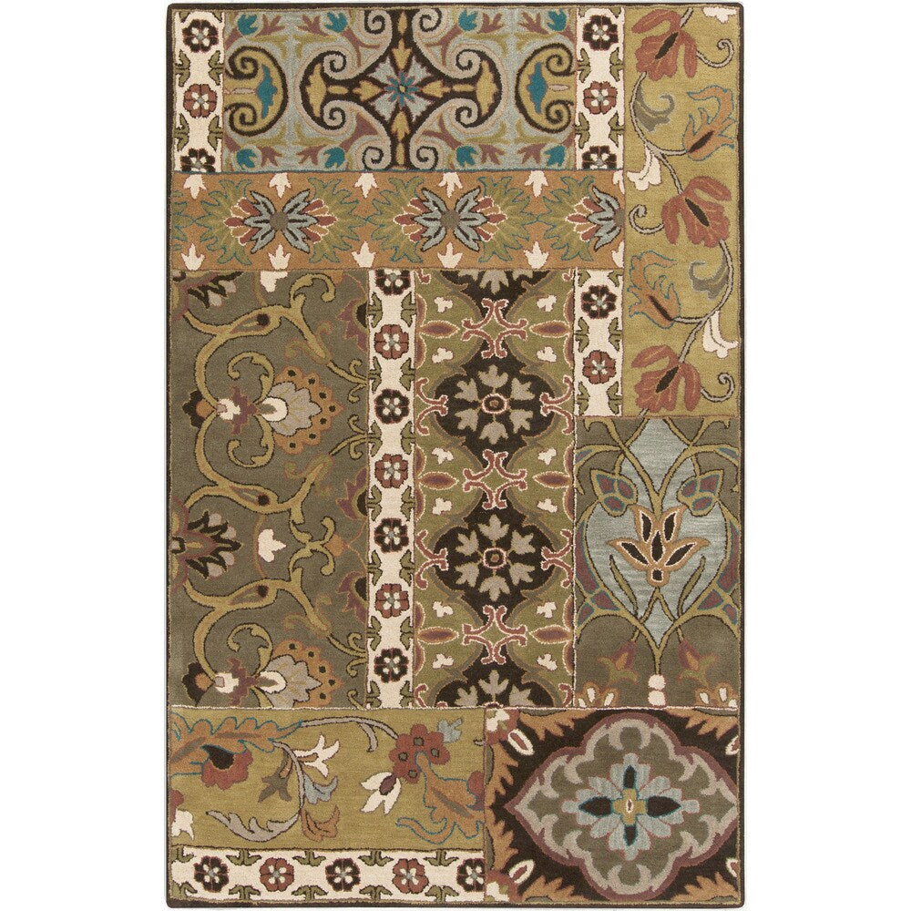 Hand-tufted Rocco Green/Taupe Wool Area Rug - 12' x 15'