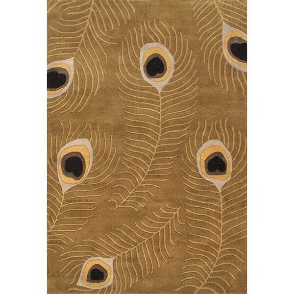 Hand-tufted Spectra Khaki Wool Rug - 5' x 7'3