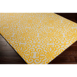 Hand-tufted Suzani Sunflower Yellow Geometric Medallion Wool Area Rug - 2'6" x 8' Runner