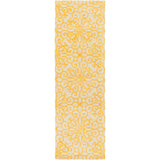 Hand-tufted Suzani Sunflower Yellow Geometric Medallion Wool Area Rug - 2'6" x 8' Runner
