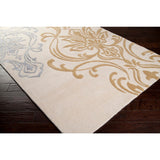 Hand-tufted Tan Eurydice Damask Design Wool Area Rug - 9' x 13'