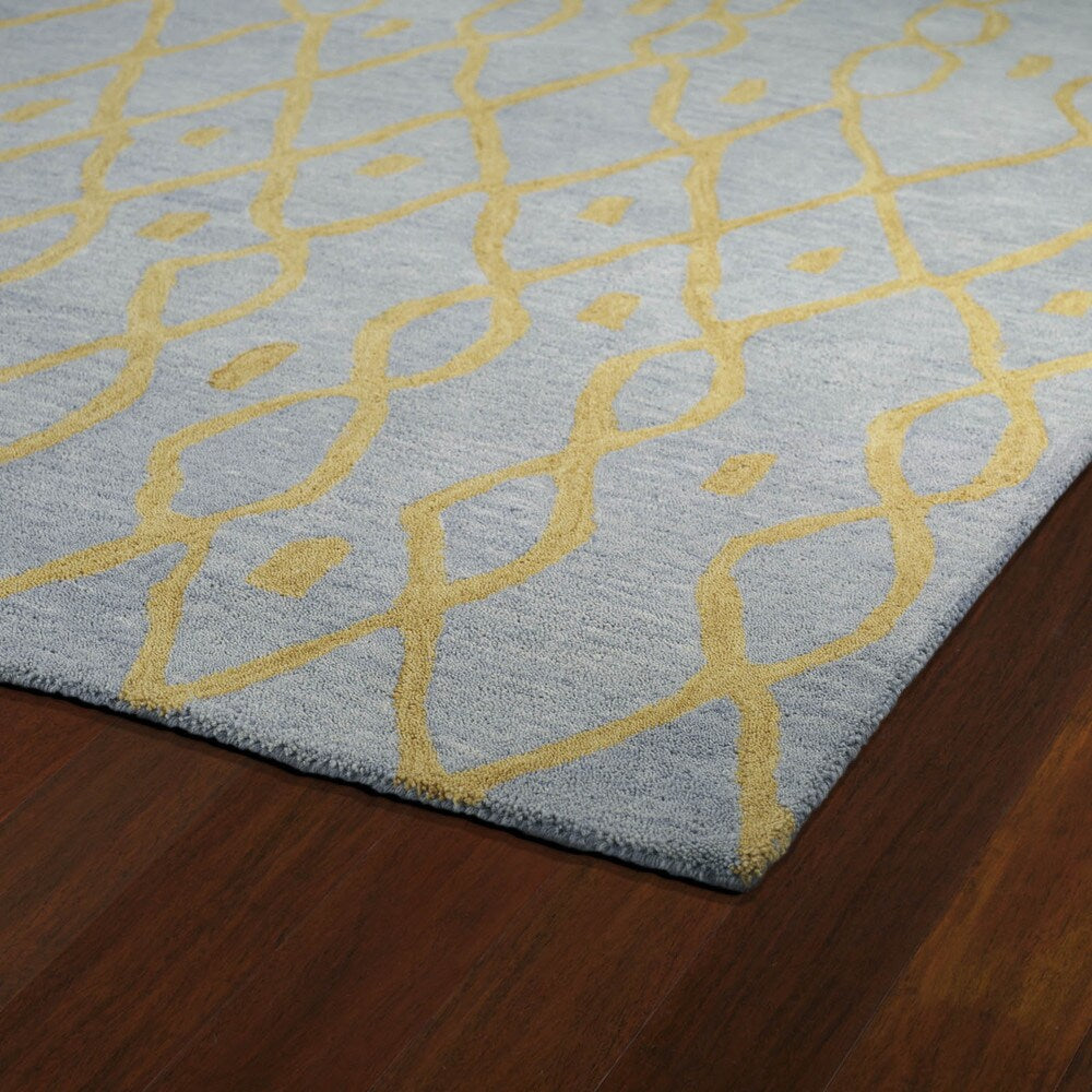 Hand-tufted Utopia Fringe Blue Wool Rug (4' x 6') - 4' x 6'