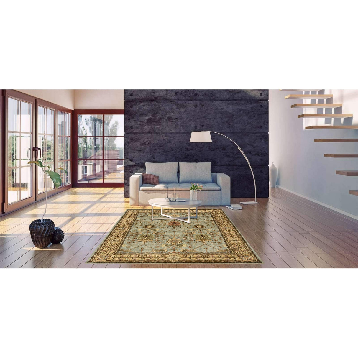 Hand-tufted Wool Blue Traditional Oriental Morris Rug (