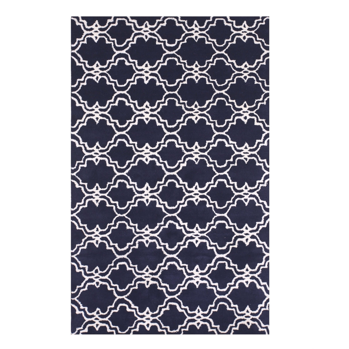 Hand-Tufted Wool Blue Traditional Trellis Moroccan Rug - Timeless Elegance and Luxurious Craftsmanship - 5' x 8'