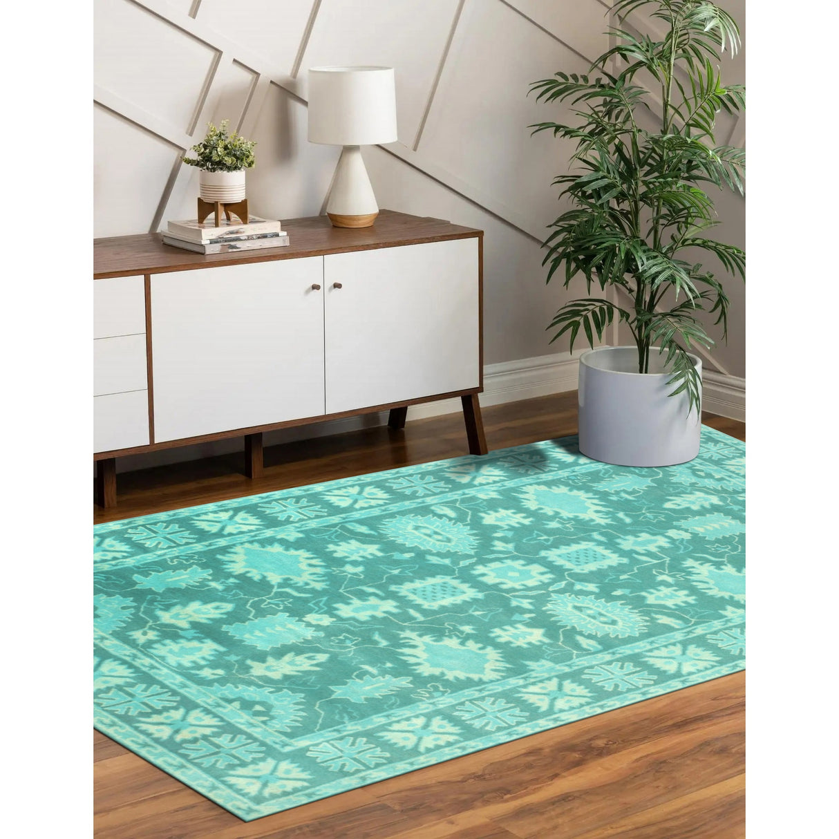 Hand-tufted Wool Green Traditional Oriental Overdyed Rug - 4' x 6'