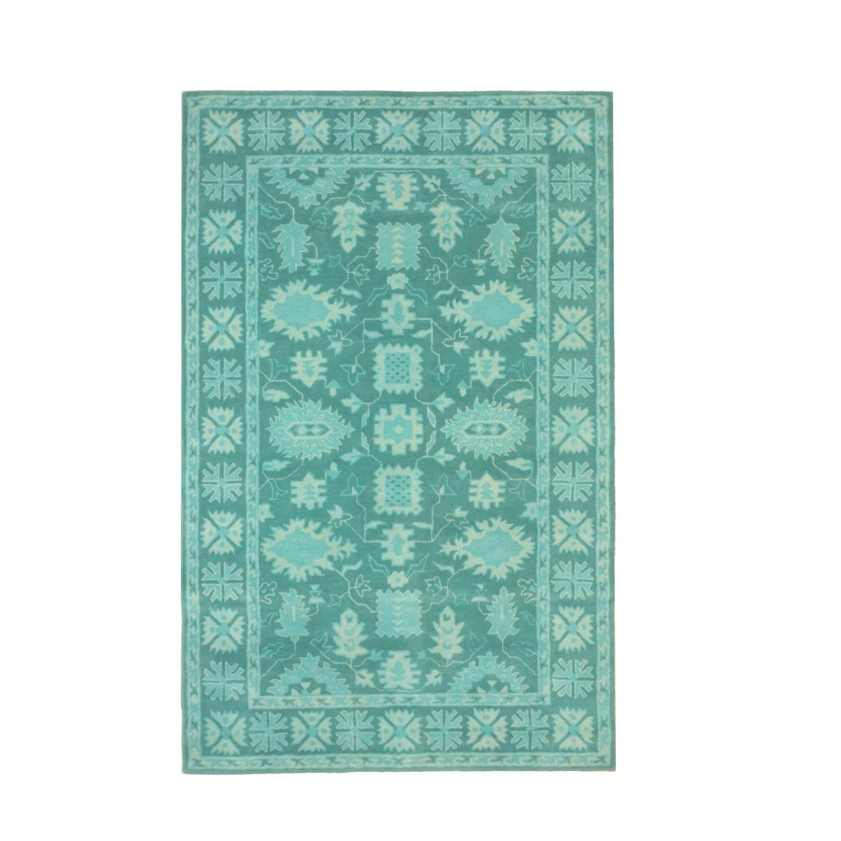 Hand-tufted Wool Green Traditional Oriental Overdyed Rug - 4' x 6'