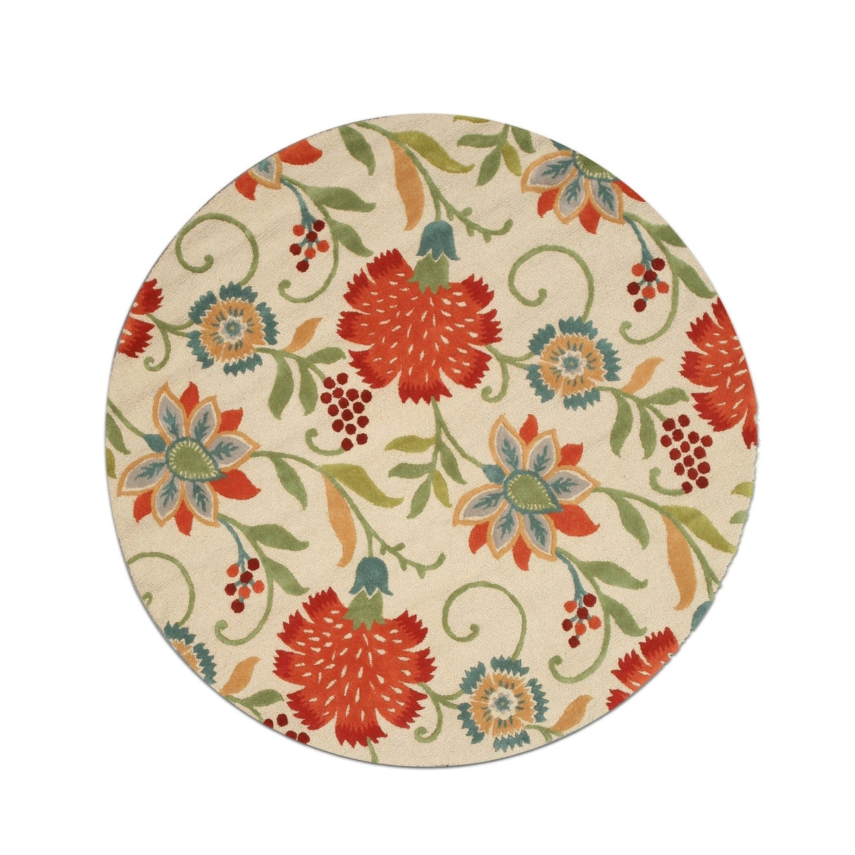 Hand-tufted Wool Ivory Transitional Floral Spring Garden Rug