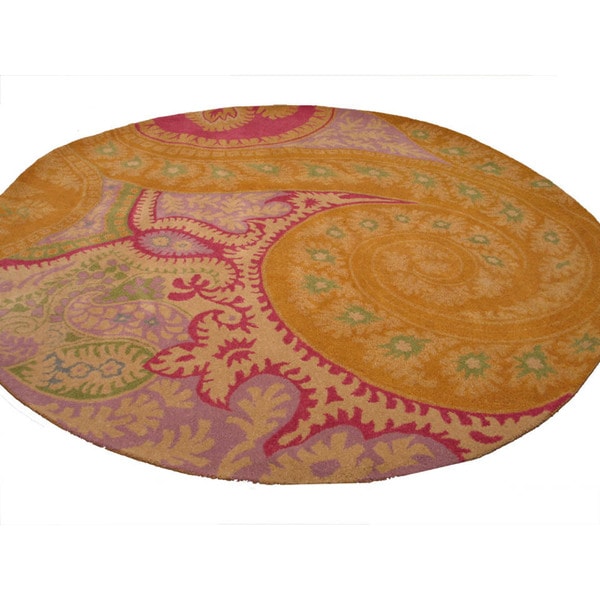 Hand-tufted Wool Orange Transitional Floral Paisley Rug