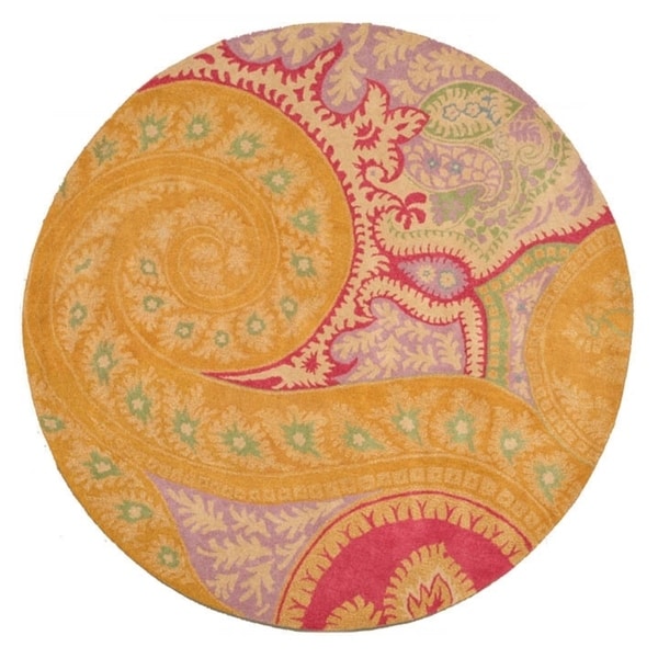 Hand-tufted Wool Orange Transitional Floral Paisley Rug
