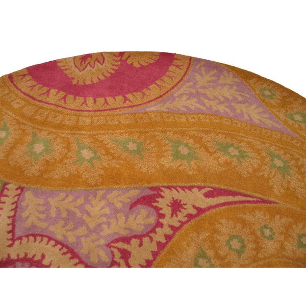 Hand-tufted Wool Orange Transitional Floral Paisley Rug