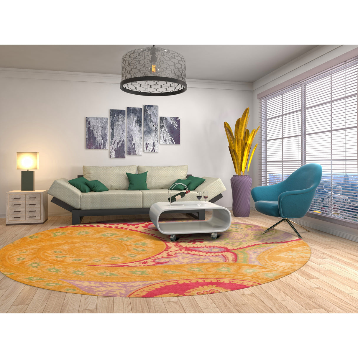Hand-tufted Wool Orange Transitional Floral Paisley Rug