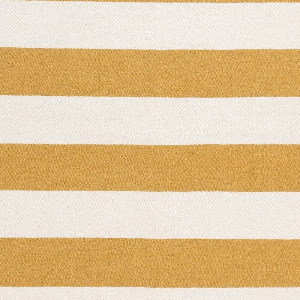 Hand-woven CamelStripe Mustard Wool Area Rug - 5' x 8'