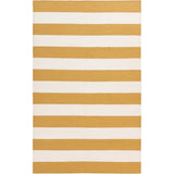 Hand-woven CamelStripe Mustard Wool Area Rug - 5' x 8'