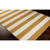 Hand-woven CamelStripe Mustard Wool Area Rug - 5' x 8'