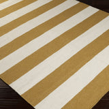Hand-woven CamelStripe Mustard Wool Area Rug - 5' x 8'