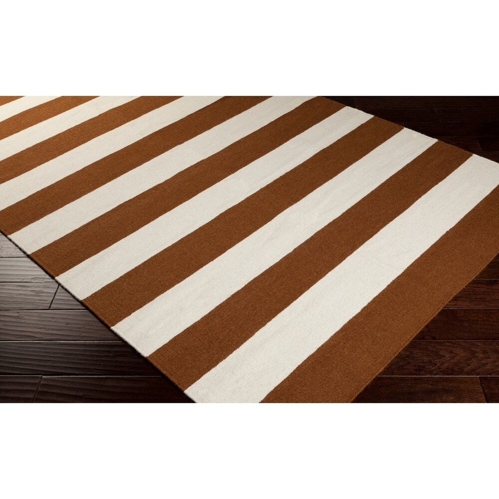 Hand-woven CaramelStripe Sepia Wool Area Rug - 2' x 3'