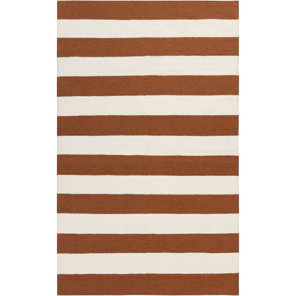 Hand-woven CaramelStripe Sepia Wool Area Rug - 2' x 3'