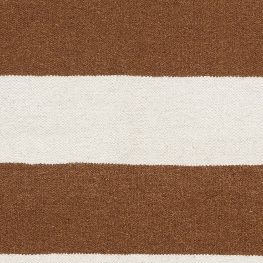 Hand-woven CaramelStripe Sepia Wool Area Rug - 2' x 3'