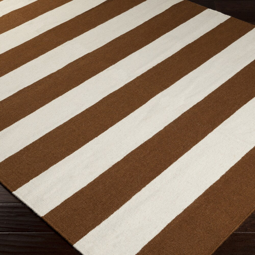 Hand-woven CaramelStripe Sepia Wool Area Rug - 2' x 3'