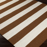 Hand-woven CaramelStripe Sepia Wool Area Rug - 2' x 3'
