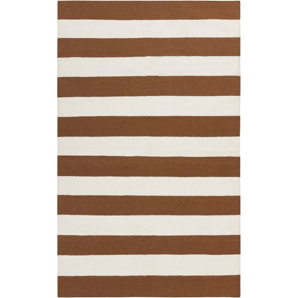Hand-woven CaramelStripe Sepia Wool Area Rug - 2' x 3'