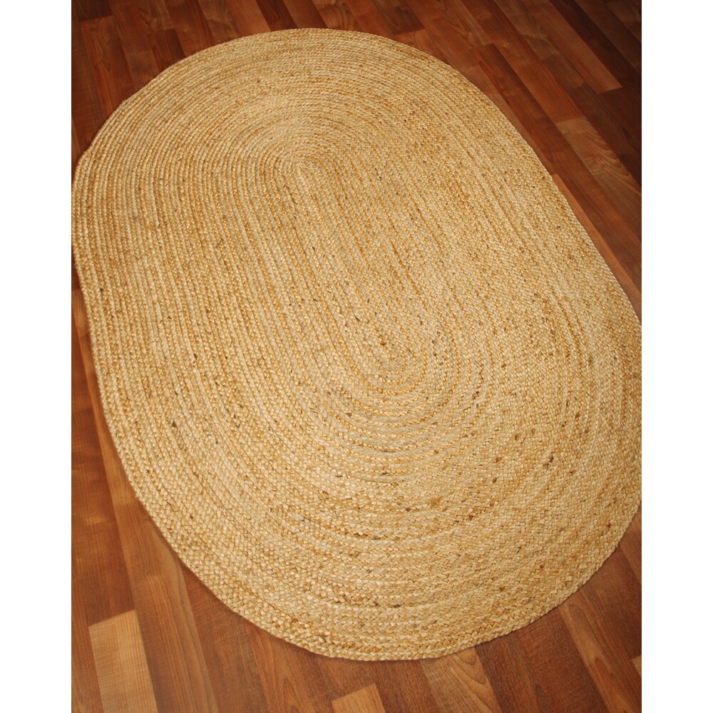 Natural Area Rugs 100% Natural Fiber Handmade Reversible Castilla Jute Oval Rug (6' X 9') Beige - 6' x 9'