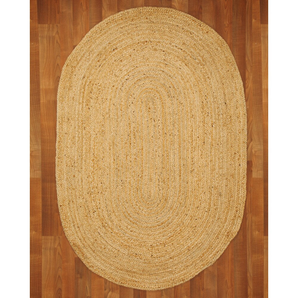 Natural Area Rugs 100% Natural Fiber Handmade Reversible Castilla Jute Oval Rug (6' X 9') Beige - 6' x 9'