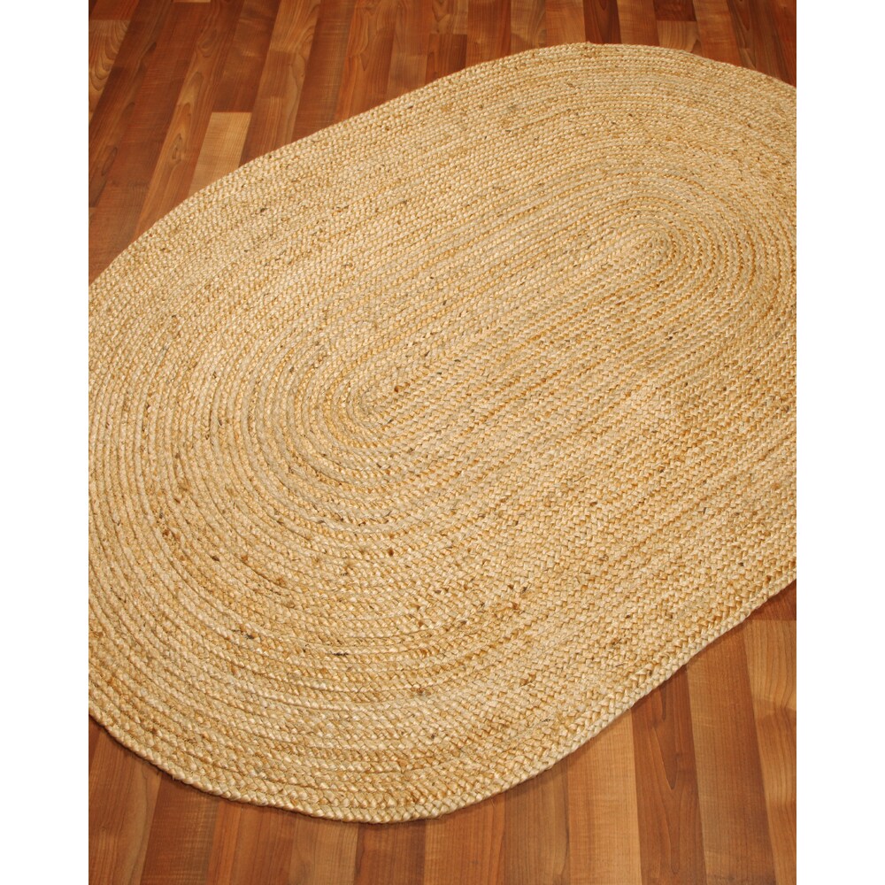Natural Area Rugs 100% Natural Fiber Handmade Reversible Castilla Jute Oval Rug (6' X 9') Beige - 6' x 9'