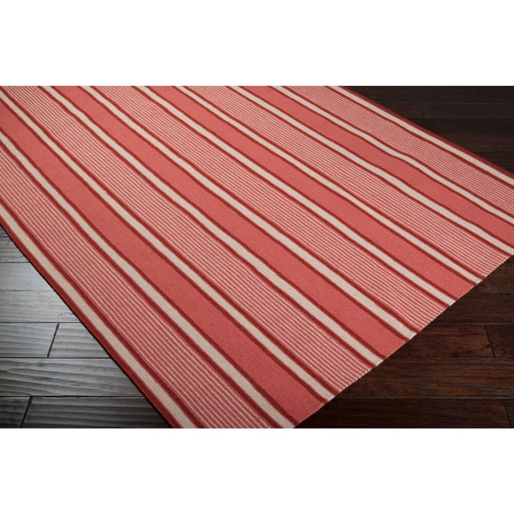 Hand-woven Coral Hokkien Wool Area Rug - 8' x 11'
