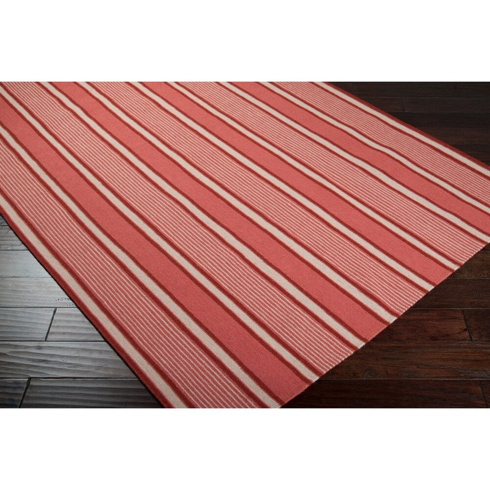 Hand-woven Coral Hokkien Wool Area Rug - 8' x 11'