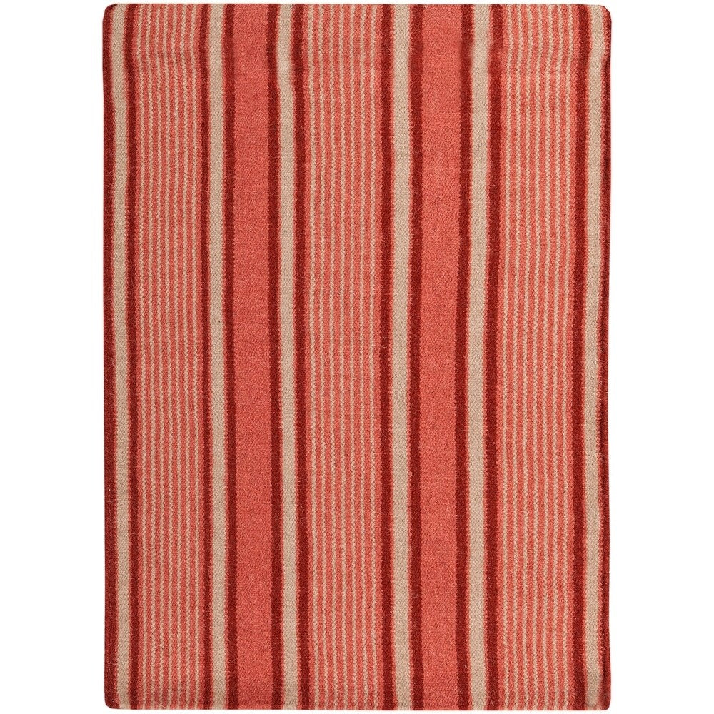 Hand-woven Coral Hokkien Wool Area Rug - 8' x 11'