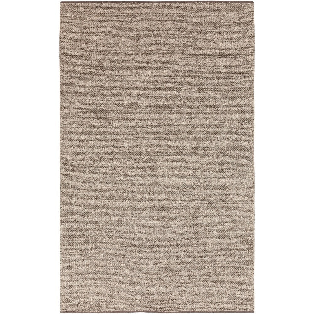Hand-woven Eagan Casual Solid Brown Wool Area Rug - 5' x 8'