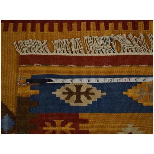 Hand-woven Gold Anatolian Kilim Flat Weave Wool Area Rug (3'1 x 5'2)