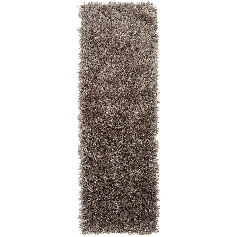 Hand-woven Grey Shine Soft Plush Shag Area Rug - 2'6" x 8' Runner - 2'6" x 8' Runner