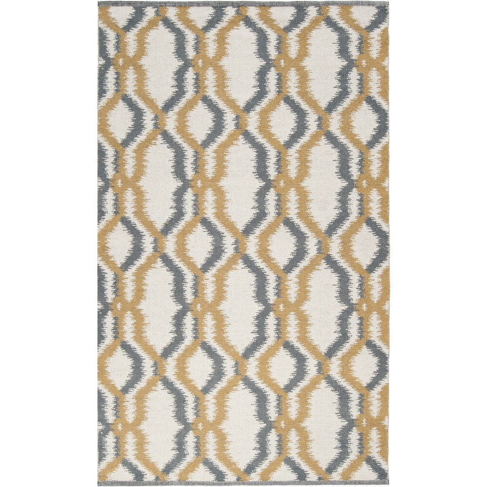 Hand-woven Moroccan Gold Ivory Wool Area Rug - 5' x 8'