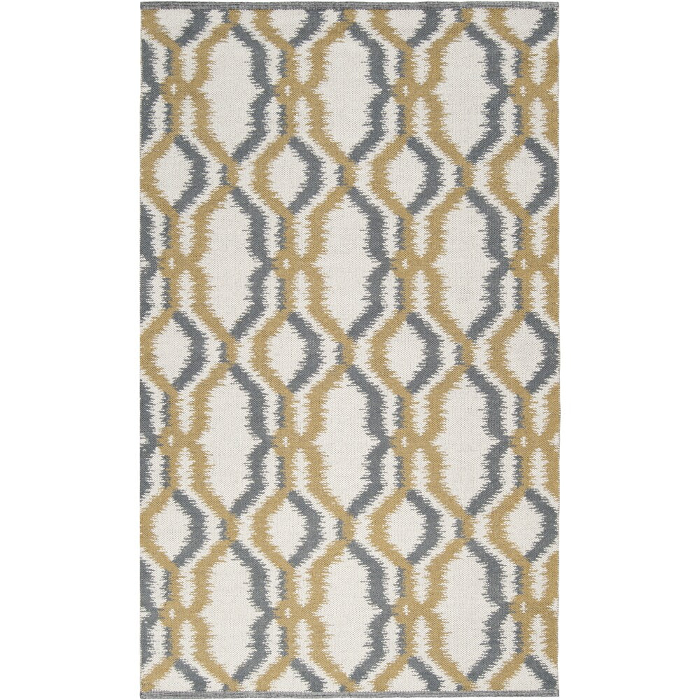 Hand-woven Moroccan Gold Ivory Wool Area Rug - 5' x 8'