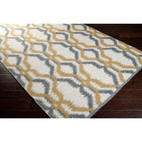 Hand-woven Moroccan Gold Ivory Wool Area Rug - 5' x 8'