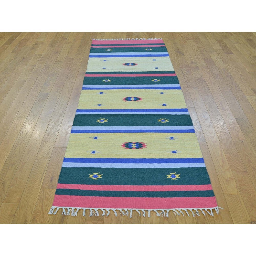 Hand-woven Design Flat Weave Kilim Runner Rug (2'7 x 8') - Multi