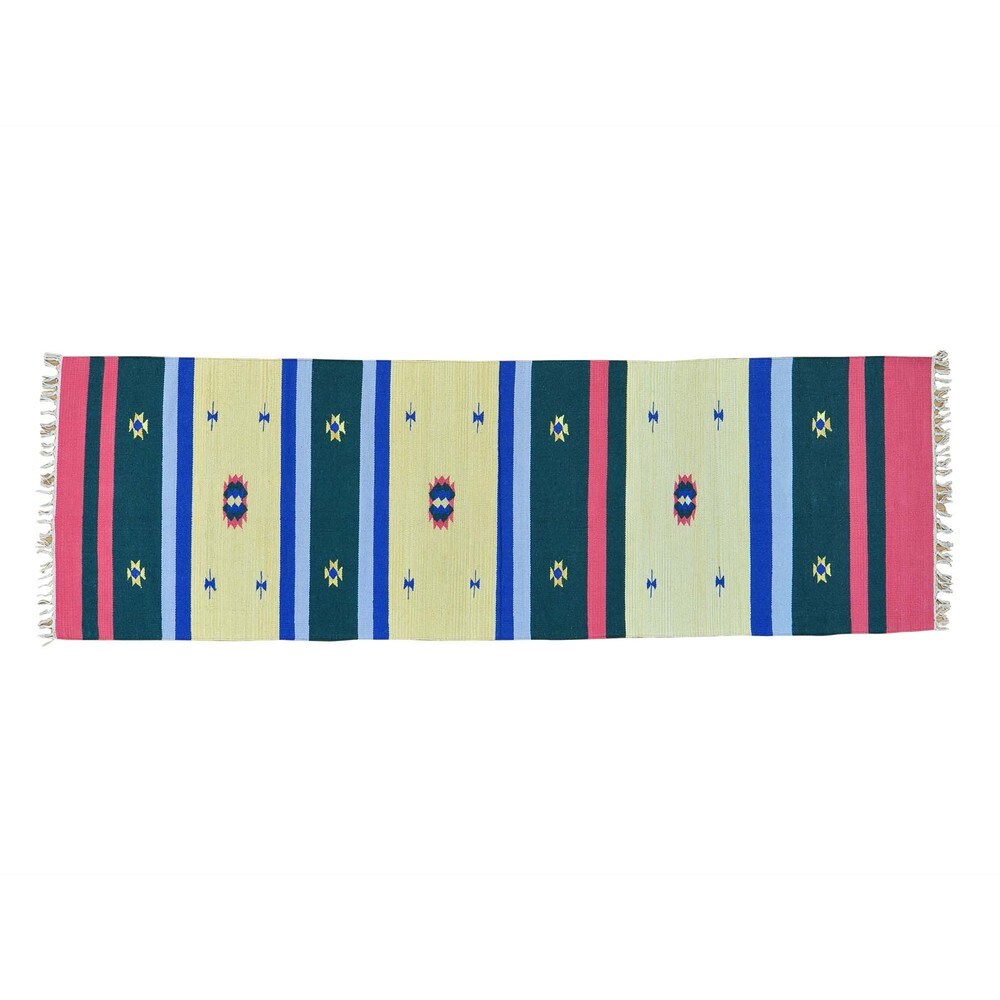 Hand-woven Design Flat Weave Kilim Runner Rug (2'7 x 8') - Multi