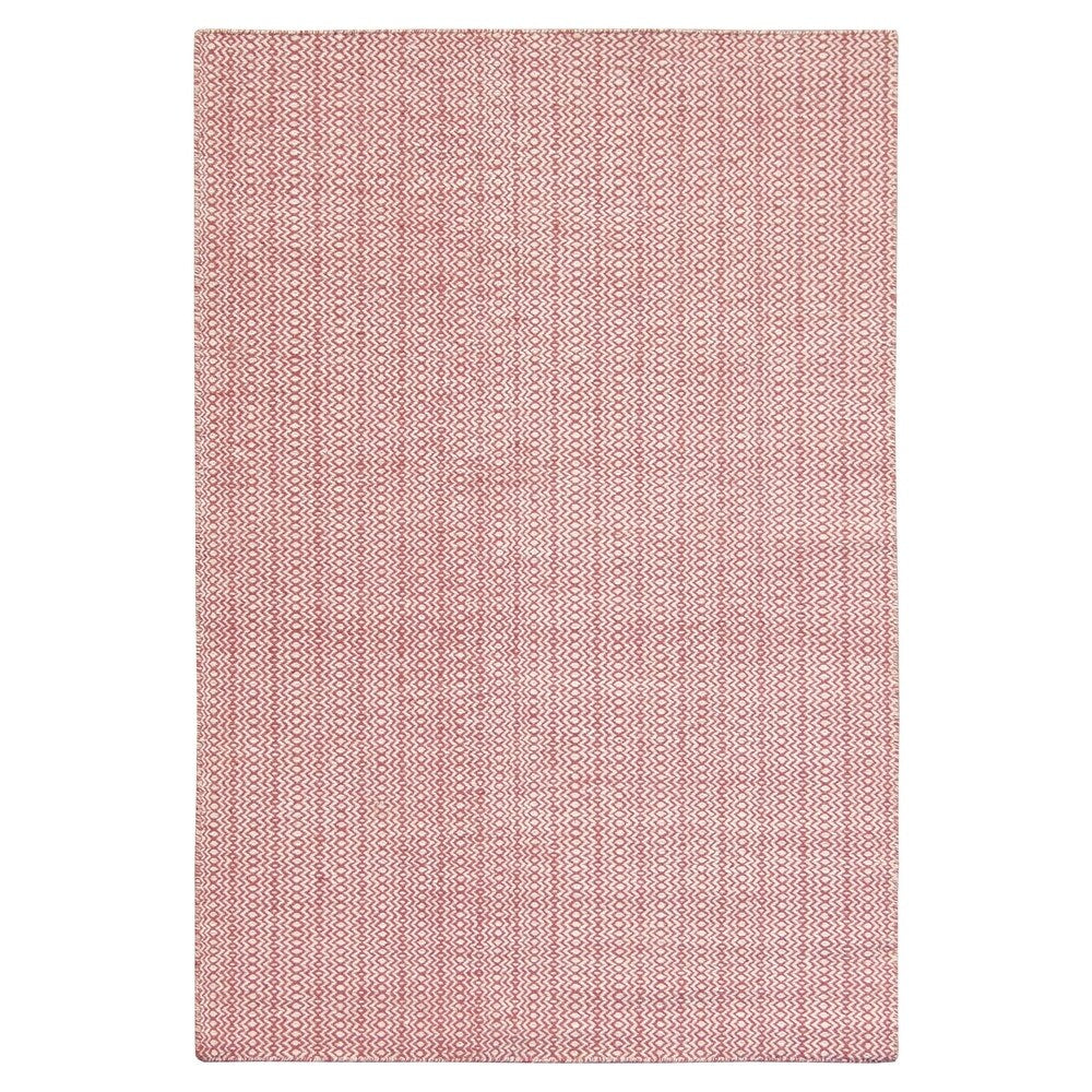 Hand-woven Reversible Flatweave Wool Rug Ivory Red Rug - 5' x 7'6"