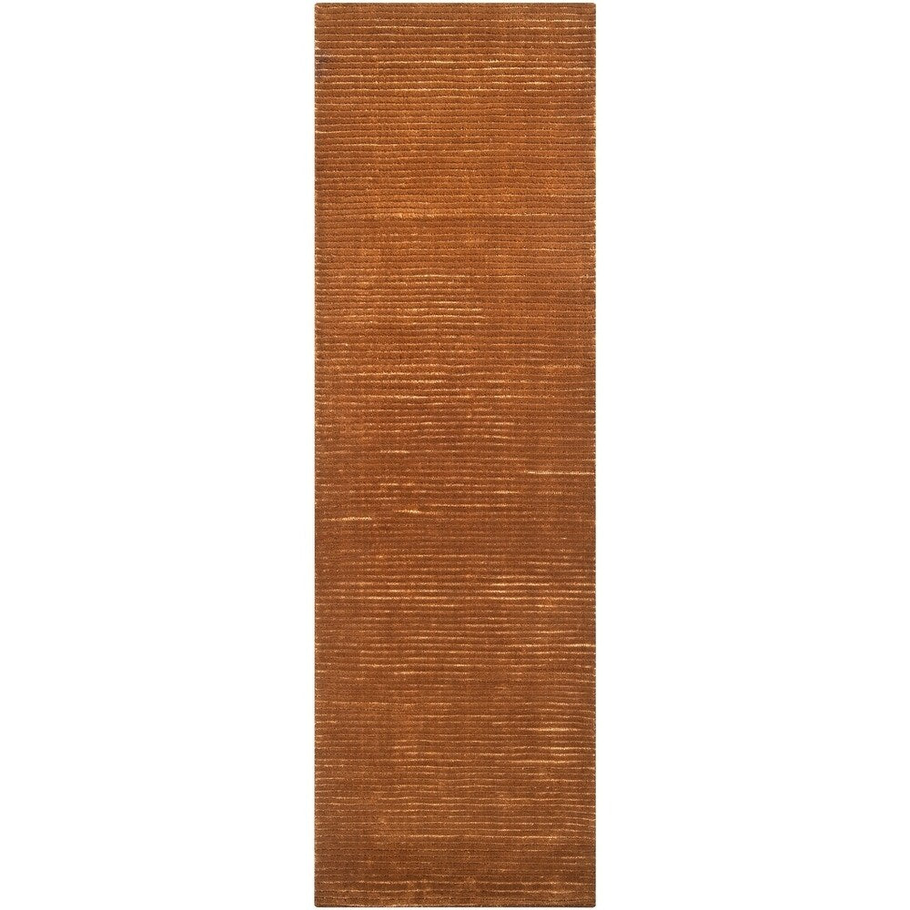 Hand-woven Solid Golden Brown Casual Parroll1005 Area Rug - 2'6" x 8' Runner