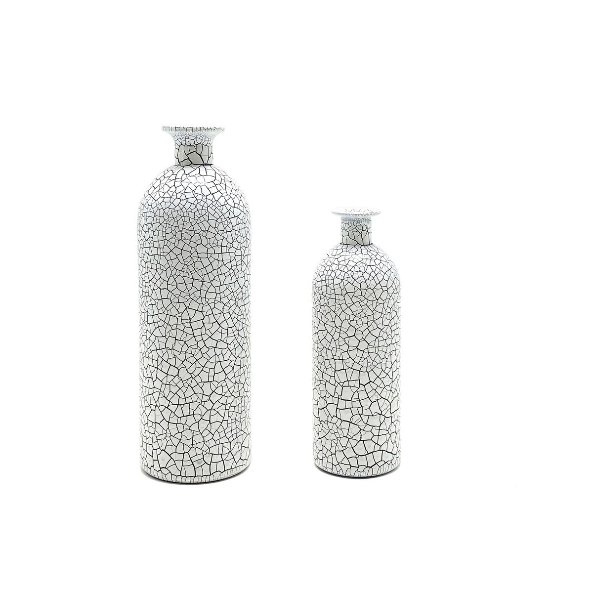 Handcrafted 4 Home Modern Painted Glass Vase, White (Set of 2)