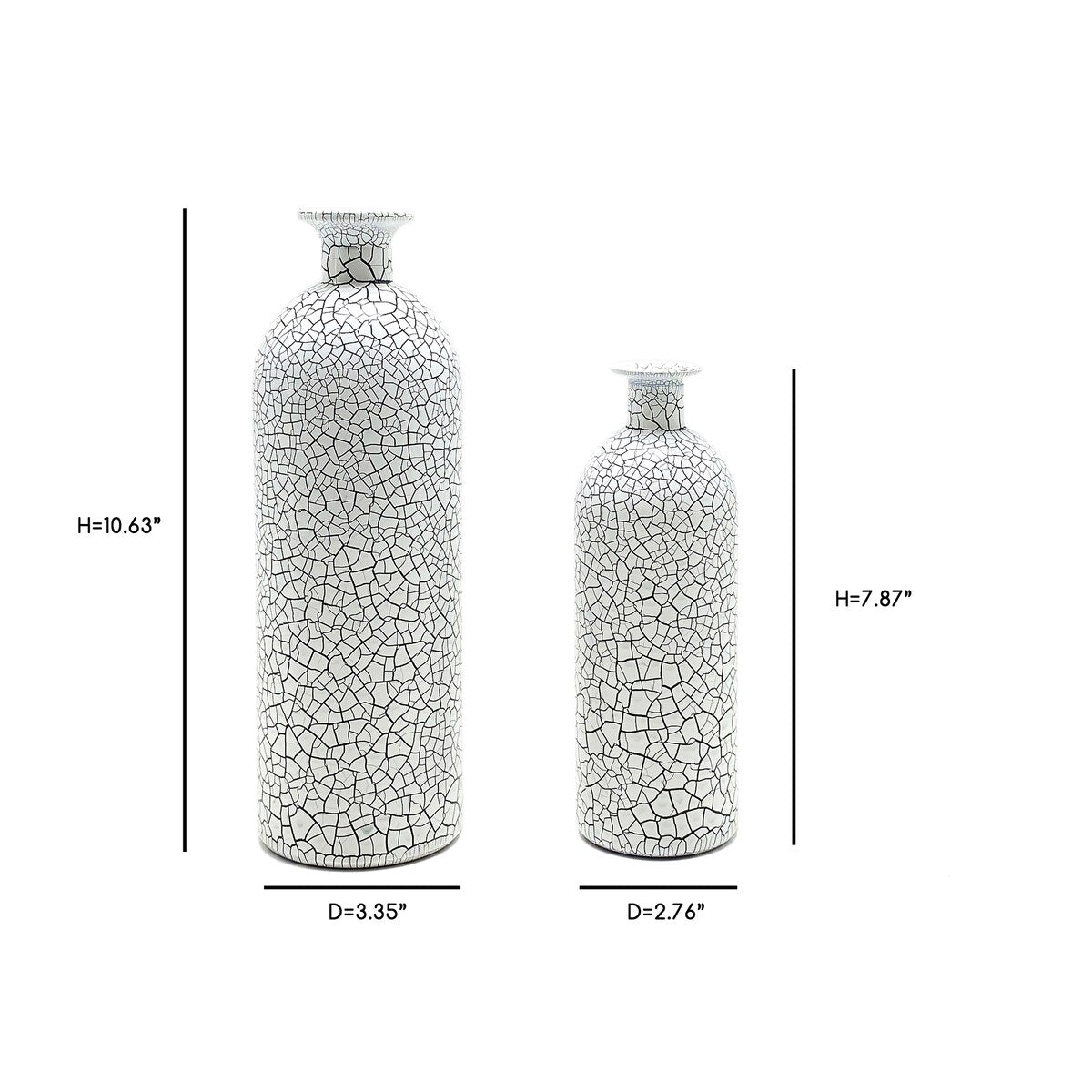Handcrafted 4 Home Modern Painted Glass Vase, White (Set of 2)
