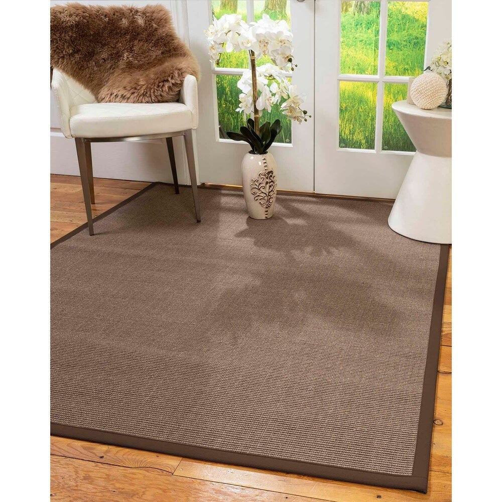 Handcrafted Linden Natural Sisal Rug - Brown Binding, 8' x 10' - 8' x 10'