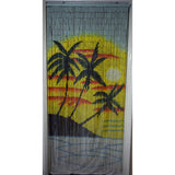 Bamboo beaded curtain palm tree beach scene room partition - 36 x 80