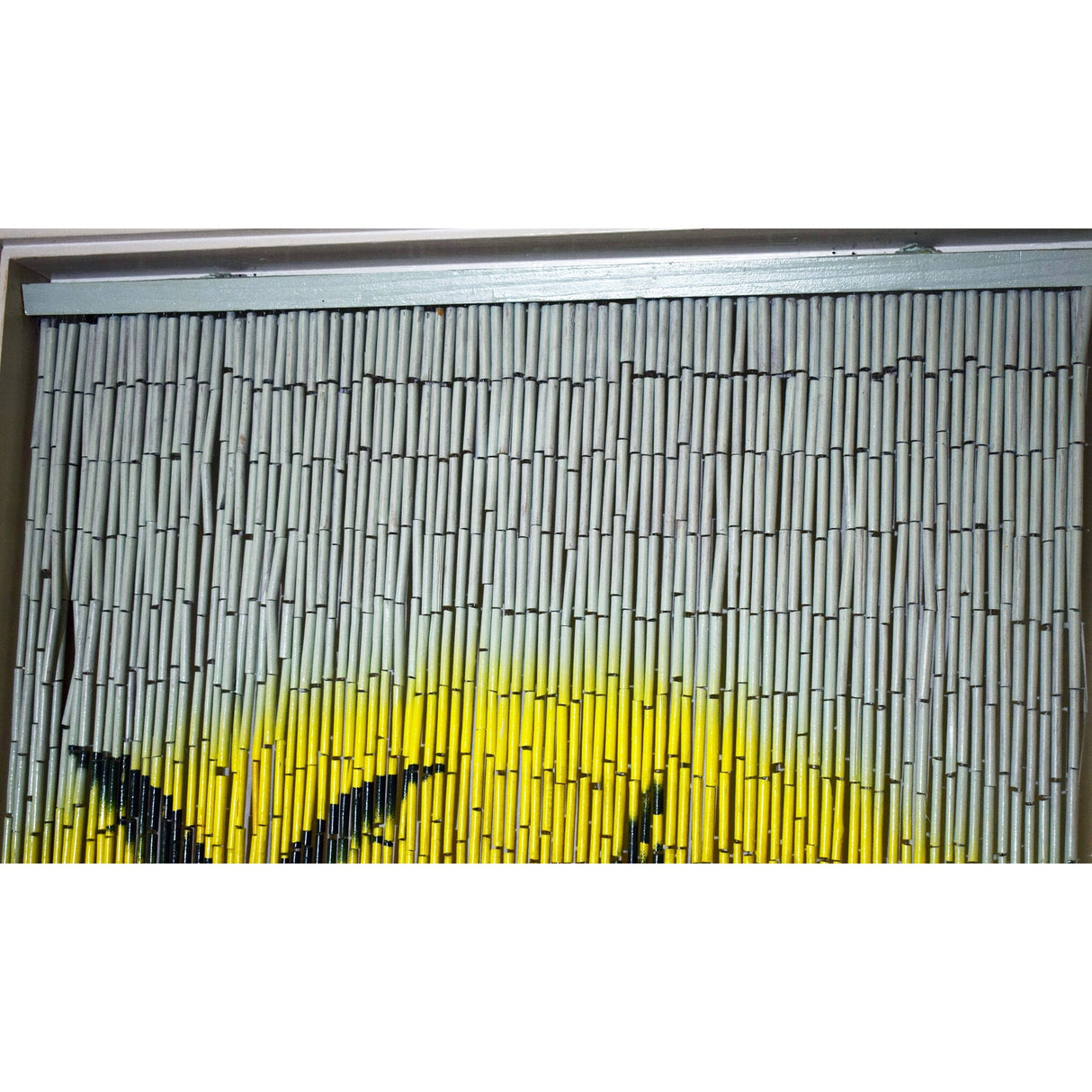 Bamboo beaded curtain palm tree beach scene room partition - 36 x 80