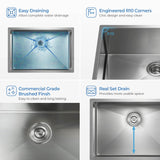Handcrafted Undermount Single Bowl Stainless Steel Kitchen Sink
