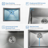 Handcrafted Undermount Single Bowl Stainless Steel Kitchen Sink