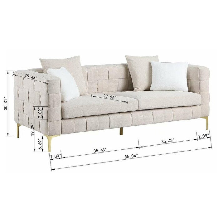 Handcrafted Weave Sofa Snowflake Velvet Fabric, New Concept Living Room Sofa